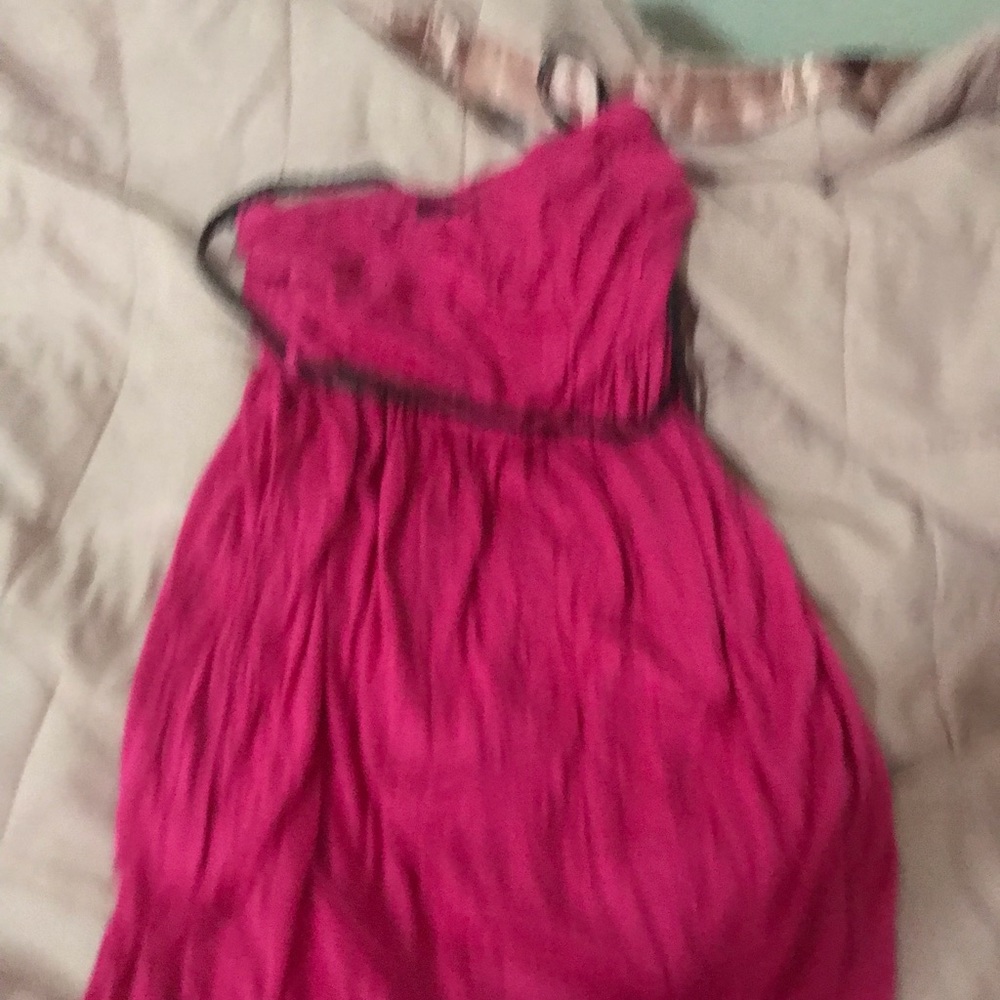 Pink dress with brown belt. - Picture 3 of 4